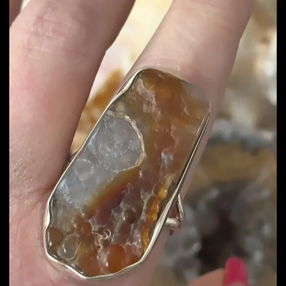 Mexican Fire Agate sterling silver ring